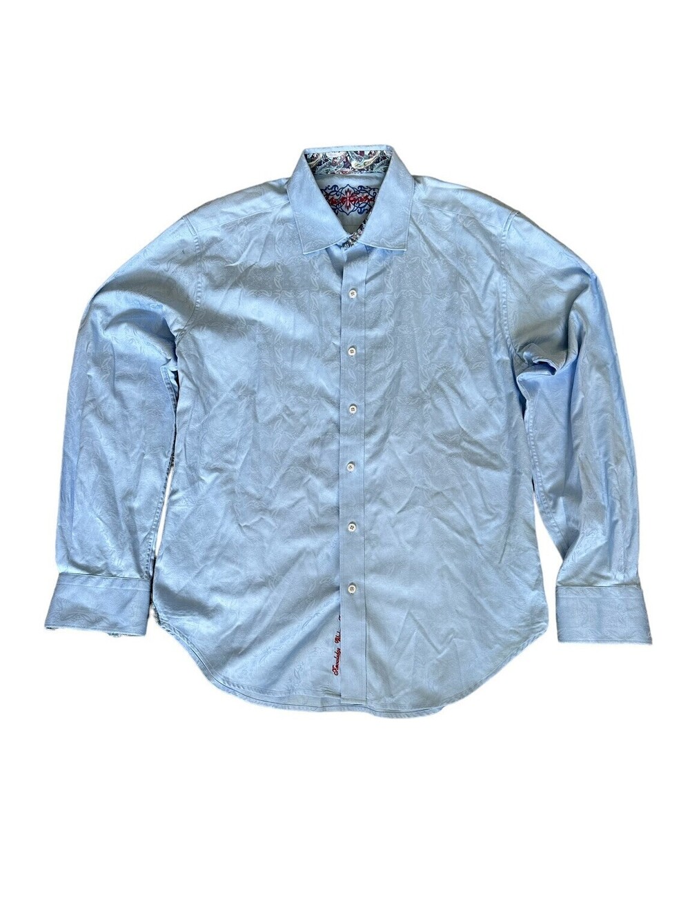 Robert Graham Shirt Mens Large Blue Paisley Long Sleeve Button Down Tailored Fit